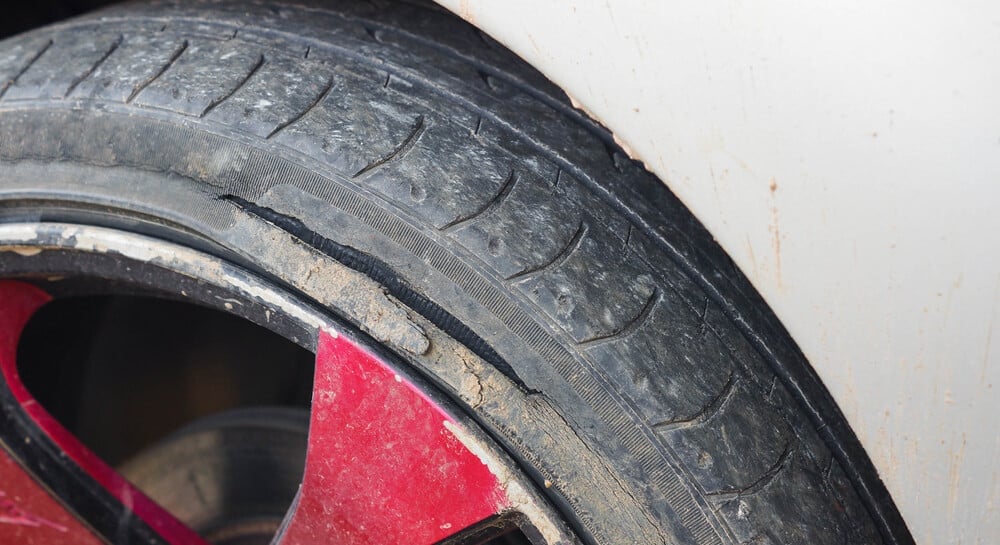 Deep Sidewall Tire Damage