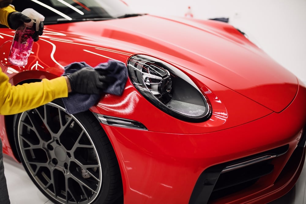 detailing red porsche