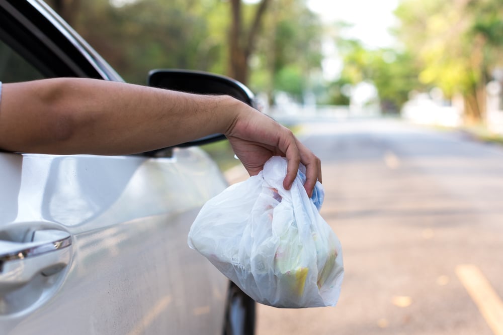 trash in car